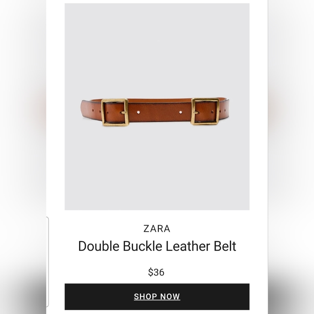 LIKE NEW Zara Gold and Brown Double Buckle Belt